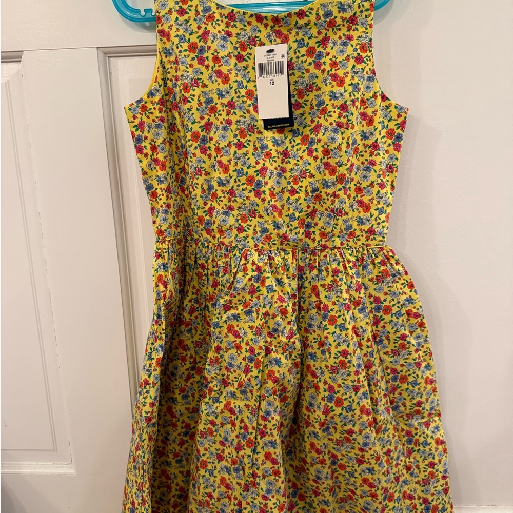 Ralph Lauren Girls' Yellow Floral Sleeveless Dress